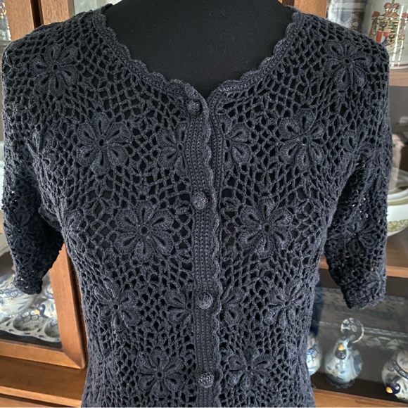Vintage 90’s Richards Floral chunky Open Knit Cardigan - Picture 2 of 7